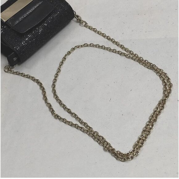 Auth Jimmy Choo Black Glitter Fabric Mini Caro Crossbody Bag Preloved Purse - Picture 3 of 7